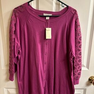 CJ Banks Magenta Cardigan